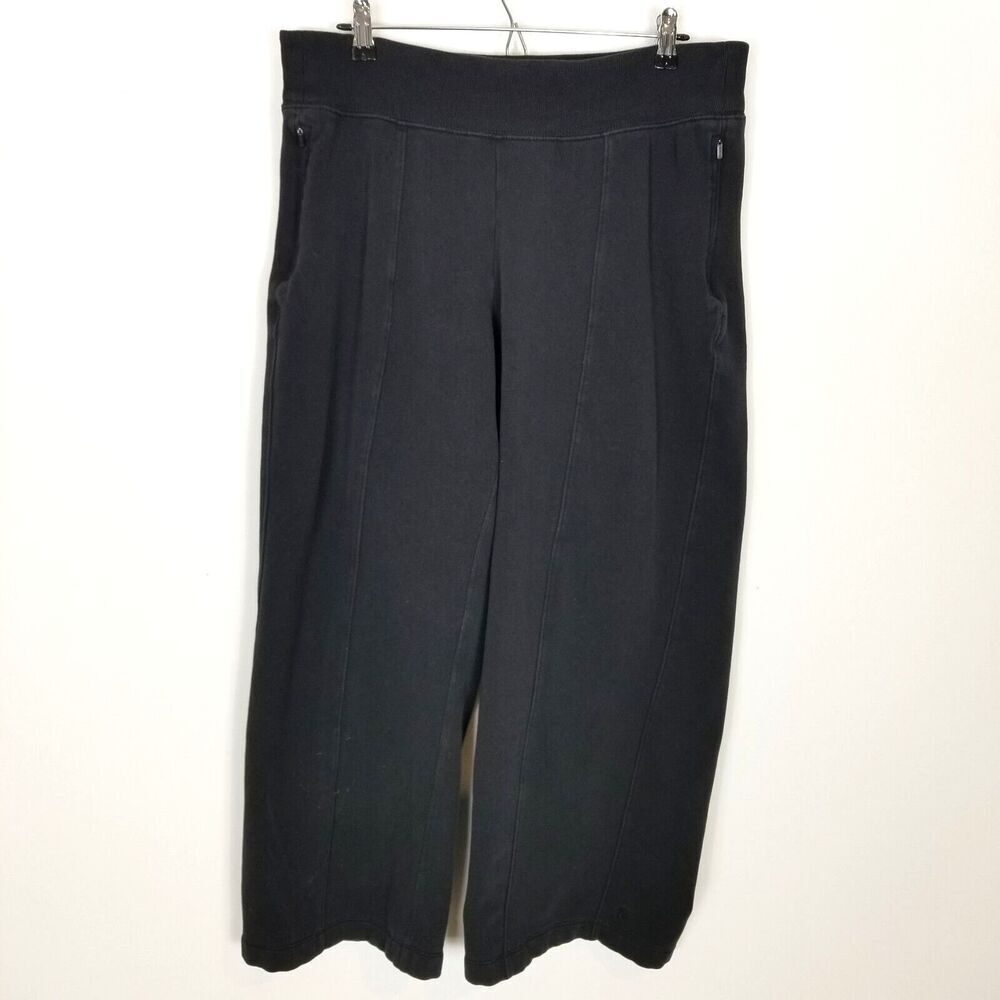 ATHLETA Women Retroplush Straight Leg Pants Sz L Black Sweatpants Pull On‎